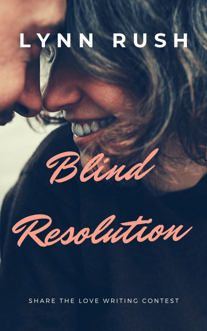 A man and woman kissing in front of the words blind resolution.