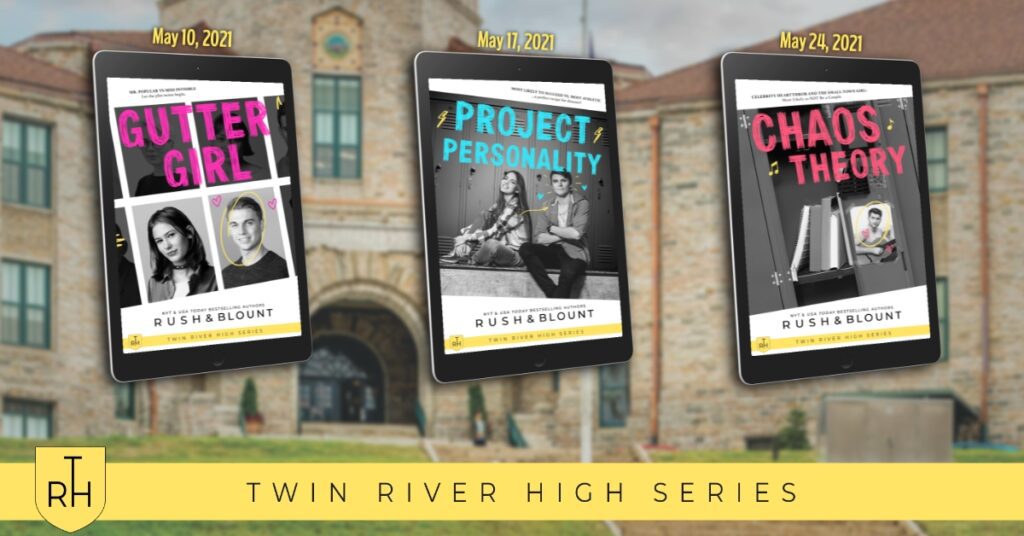 A series of books on the cover of twin river high series.