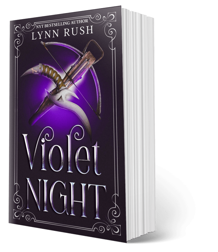 A book cover with an image of a sword and the words " violet night ".